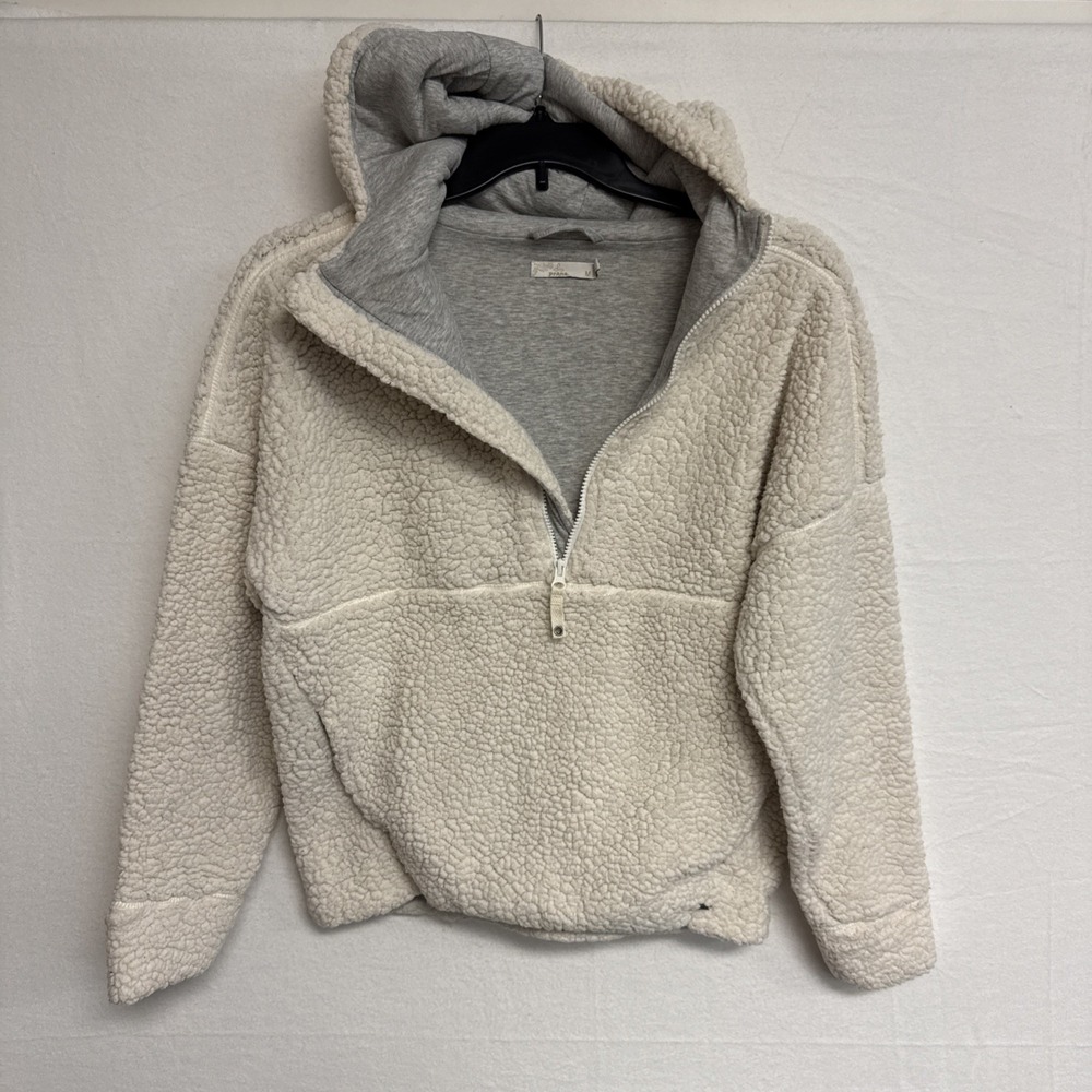 Prana Womens Size M Permafrost Half Zip Sherpa Hoodie Jacket -Lined-Off White - Picture 2 of 14